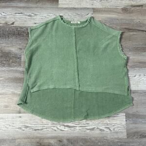 Free People We The Free Sleeveless Sweatshirt Sage Green Raw Edge Tank Top S